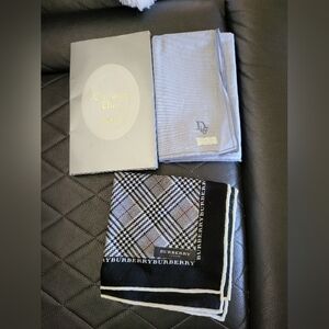 Burberry And Dior Handkerchief Scarves Lot Of 2